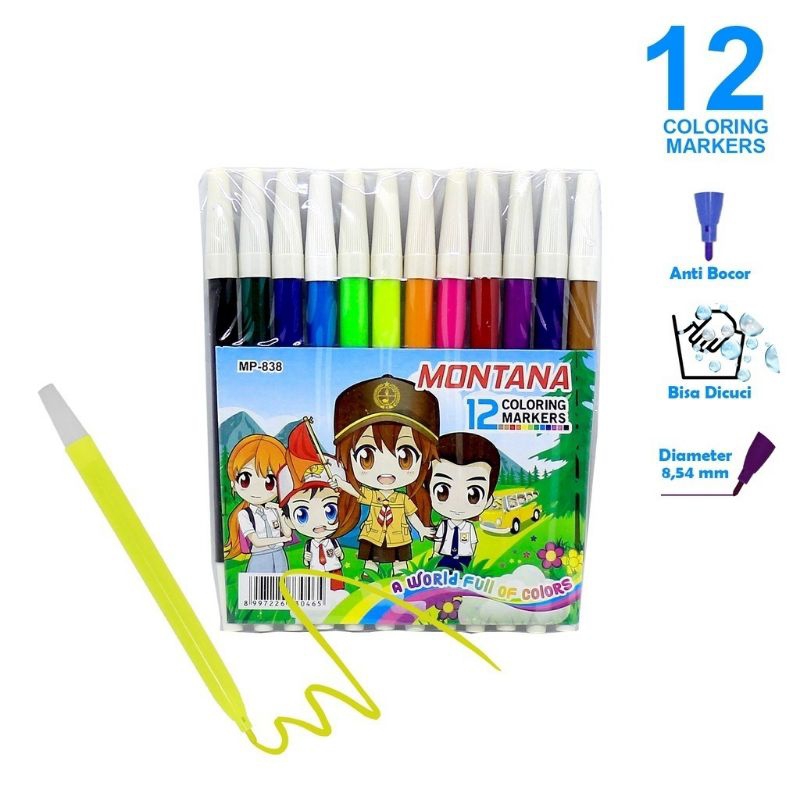 

Spidol Montana MP-838 1 Set Isi 12 Warna