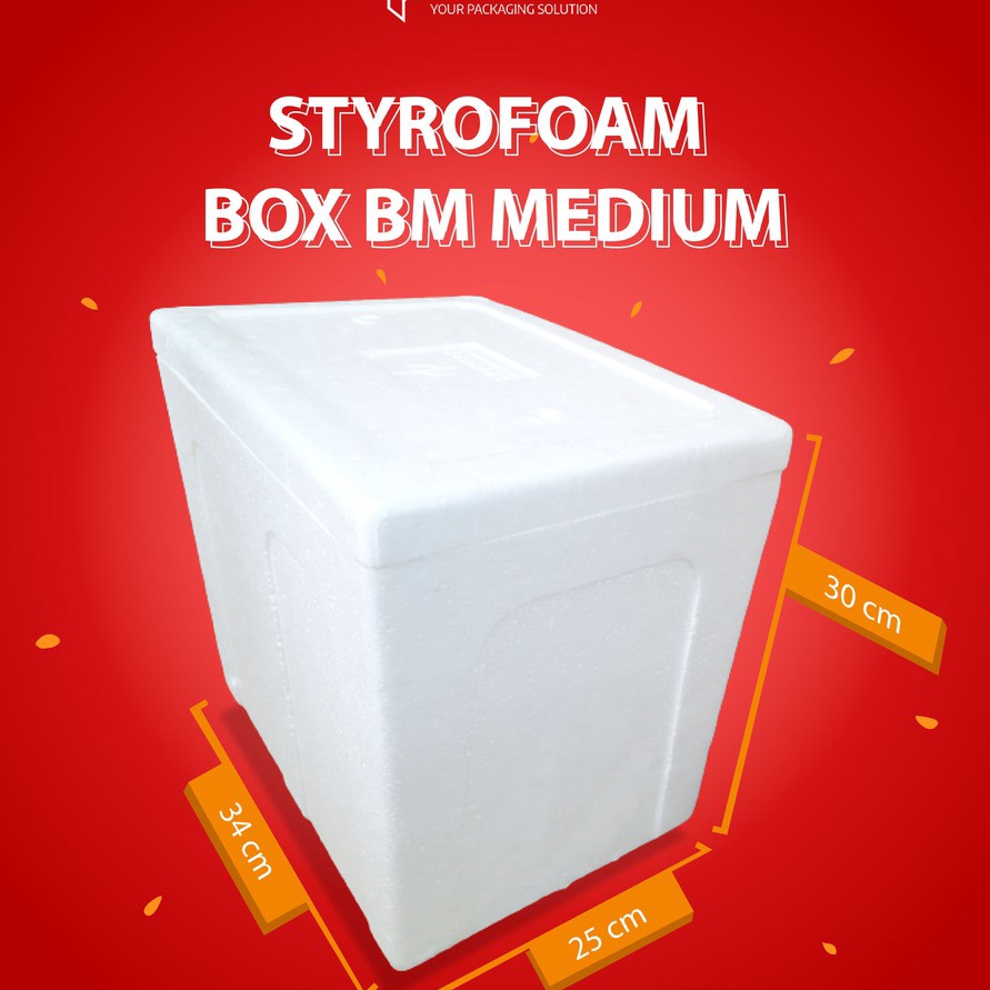 KI3 Styrofoam Box BM Medium  Dinar Box BM UK 34x25x3CM  Sterofoam Box 75 KG Palmerah