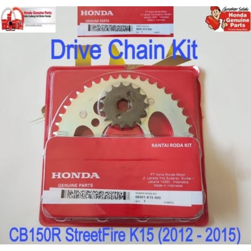 DRIVE CHAIN KIT CB150R OLD 06401K15900 GEAR SET GIR SET CB150R OLD GIR DEPAN BELAKANG SET RANTAI CB1