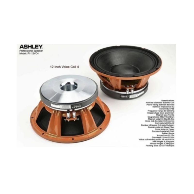 speaker component ashley F1 12VC4 speaker 12 inch Original.