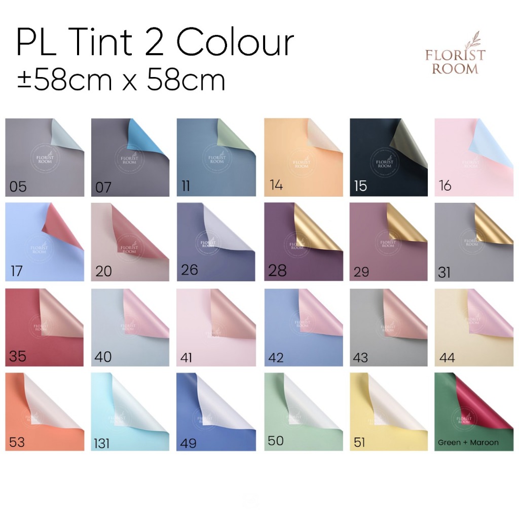 

20 lembar PL Tint 2 Colour - Wrapping 2 warna - Two side cellophane paper - Pembungkus Bunga - Kertas Bouquet