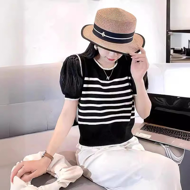 Atasan Wanita Lengan Pendek Balon - Atasan Knit Oneck Lengan Pendek (A329) - Atasan Wanita