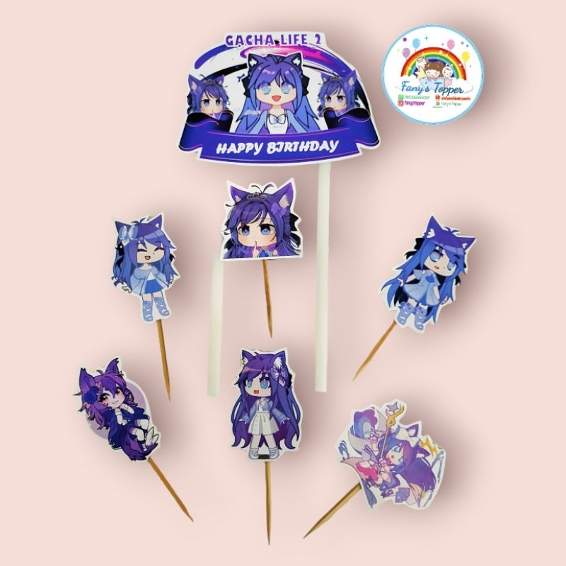 Topper Gacha Life 3 Purple Topper ulang tahun topper happy birthday hiasan ultah