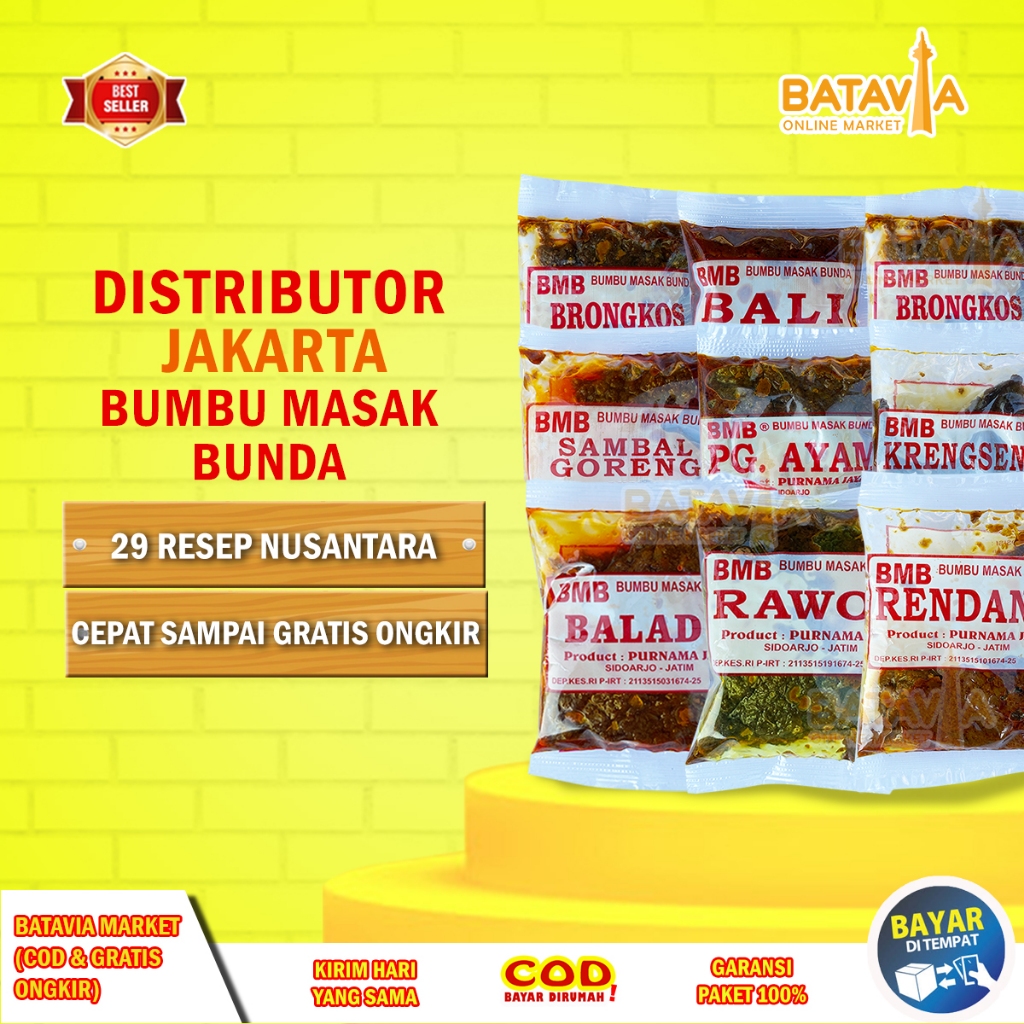 

BUMBU MASAK BUNDA "BMB" Gule Rawon Rendang Bali Sambel Goreng Kare Krengseng Lodeh Soto 29 Varian Resep Khas Nusantara