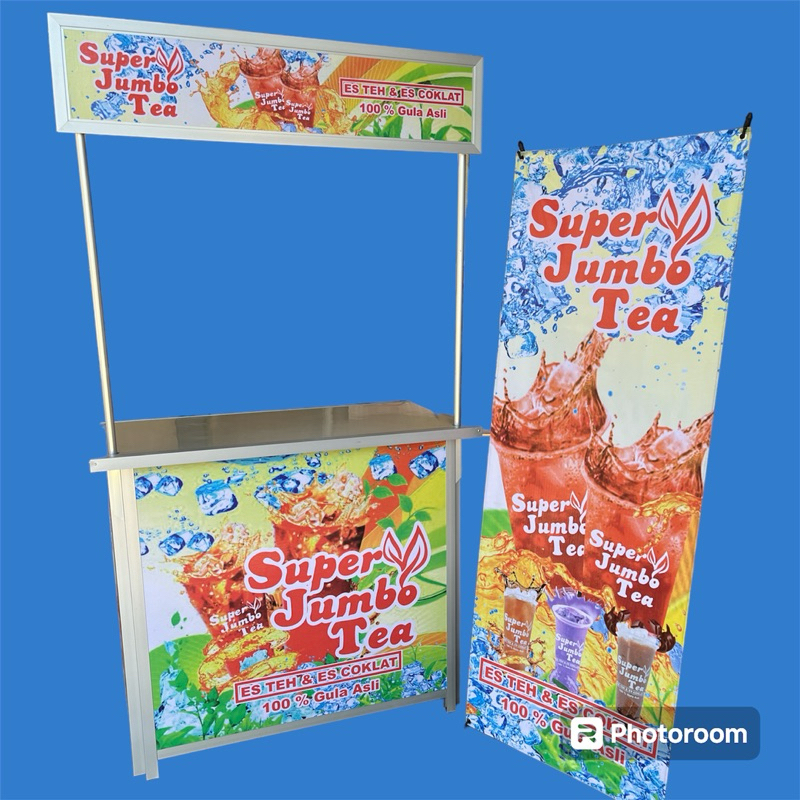 Gerobak es teh Gerobak lipat aluminium booth portable (Premium D)