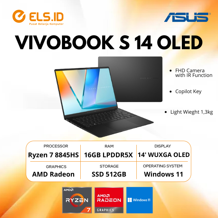 Asus Vivobook S 14 OLED M5406UA-OLED752 Ryzen 7-8845HS 16GB SSD 512GB