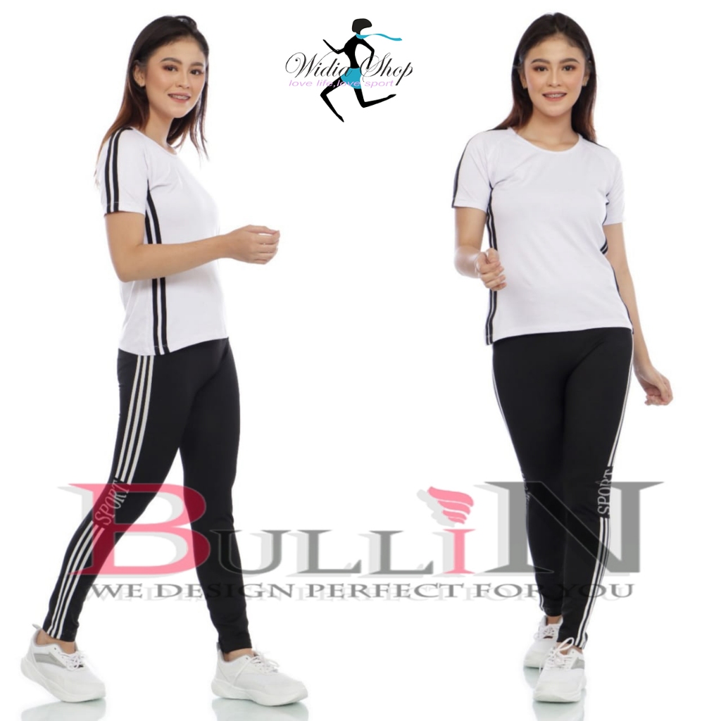 set Legging sport wanita list / celana legging aerobik | Bullin