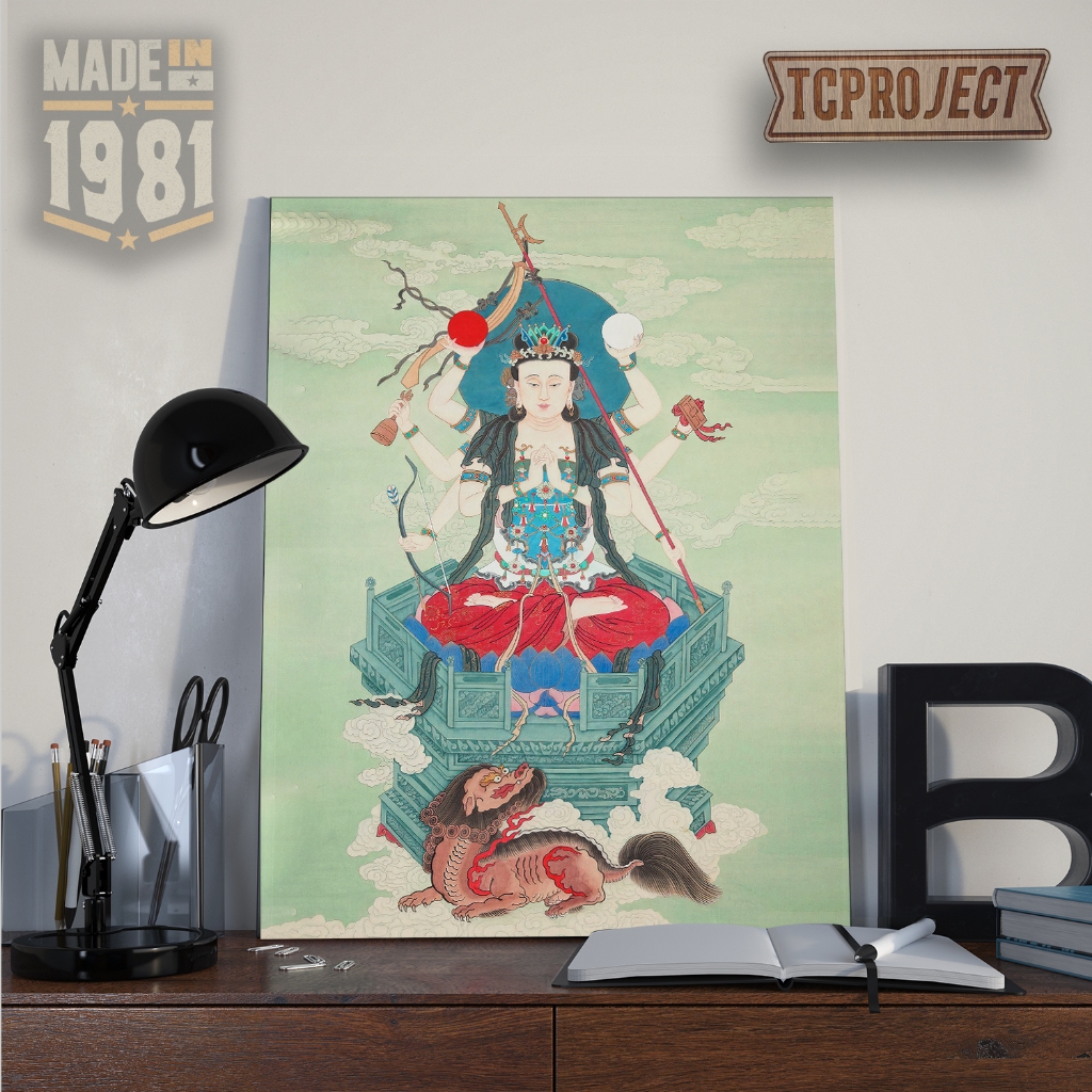 Tao Doumu Yuanjun, Potret Molizhi Buddha Patung Dewa Surgawi Kayu Dekorasi Dinding wall decor (40x30