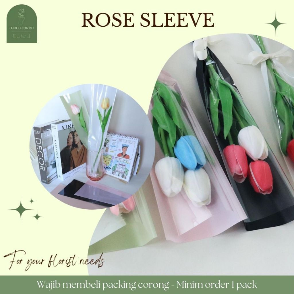 

GROSIR Kertas Buket Wrapping Bunga ROSE SLEEVE (Kantong Bunga) isi 50 lembar