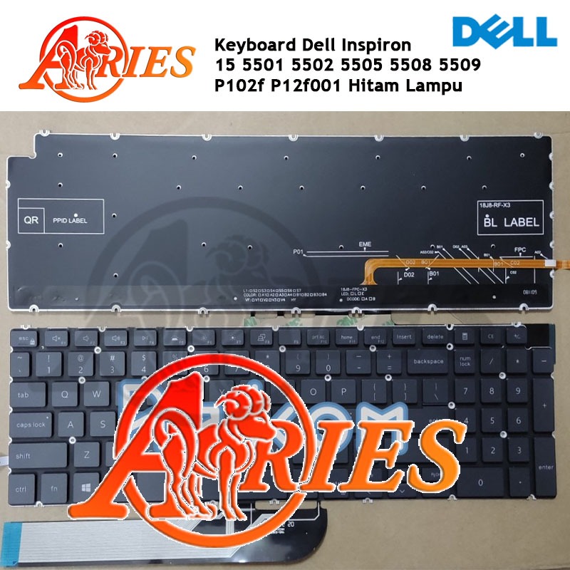 Keyboard Laptop Dell Inspiron 15 5501 5502 5505 5508 5509 P102f P12f001