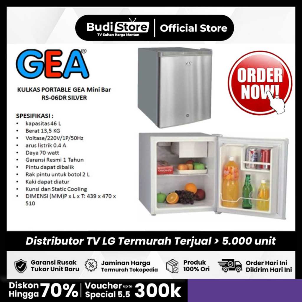 Mini Bar Gea Kulkas Portable Gea RS 06DR - Hitam RS06DR