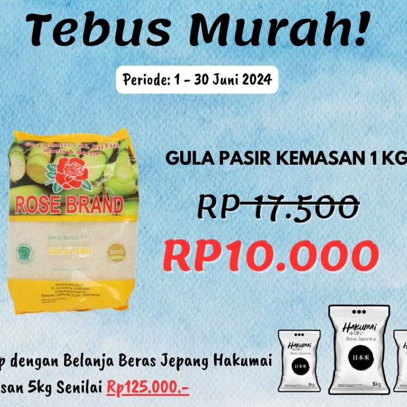 

Beras Jepang Japonica Tarabas Hakumai 5kg Bundling Tebus Murah