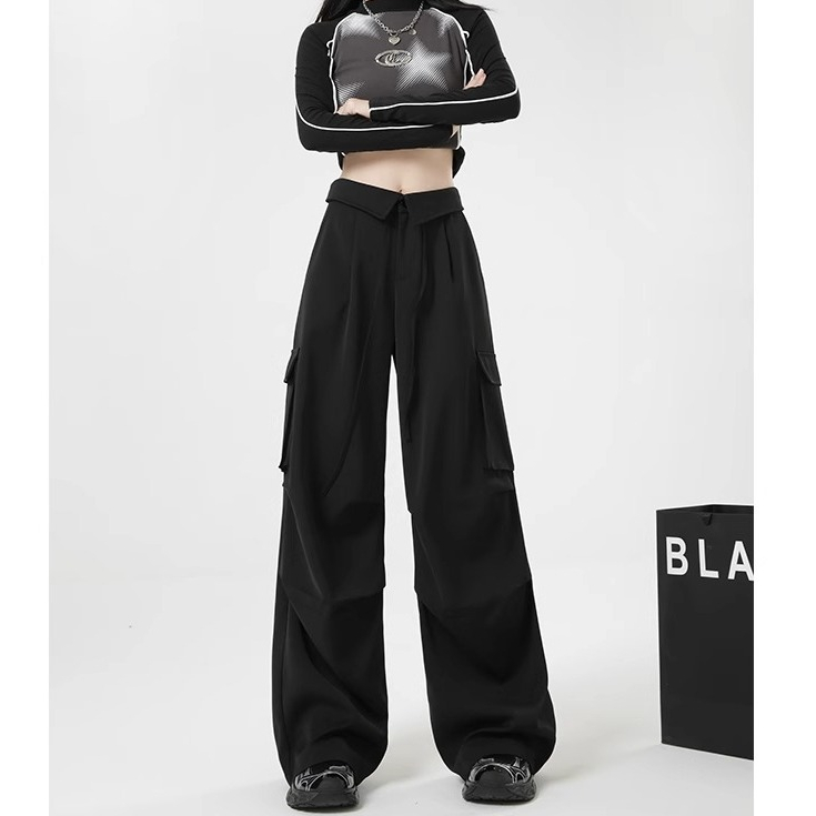 Cargo Celana Wanita hitam - Celana Panjang Highwaist Fashionable Korea - cargo jogger pants wanita