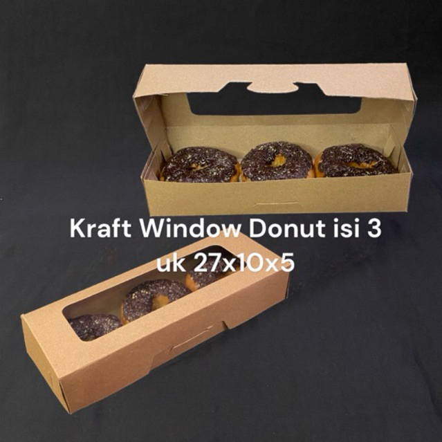

Dus Kraft Window uk 27x10x5 full laminasi untuk Donut isi 3