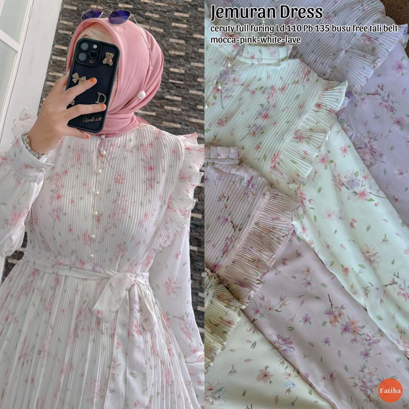 Jemuran Dress gamis ceruty terbaru Sakura maxy gamis rumina dress kekinian  elegan lapis furing