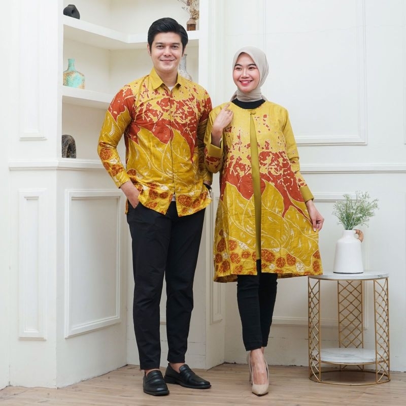 kemeja batik couple warna kuning