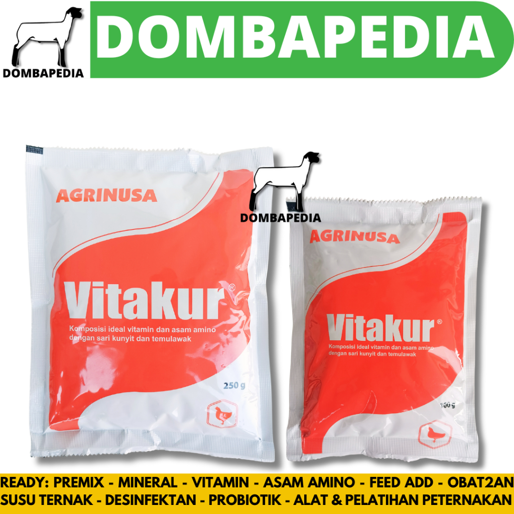 VITAKUR 250 gram & VITAKUR 100 gram - Vitamin Ayam Herbal Kunyit Temulawak Nambah nafsu makan dan na