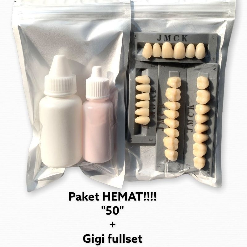 PAKET EKONOMIS DENTAL GIGI PALSU FULLSET UNTUK GUSI GIGI PALSU