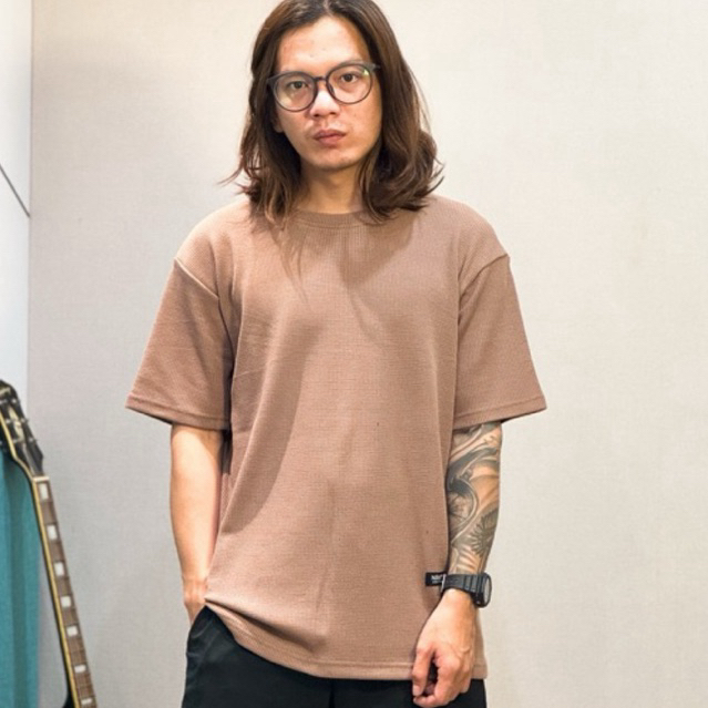 NRKY kaos polos pria bahan Waffle strech adem nyaman baju lengan pendek polos