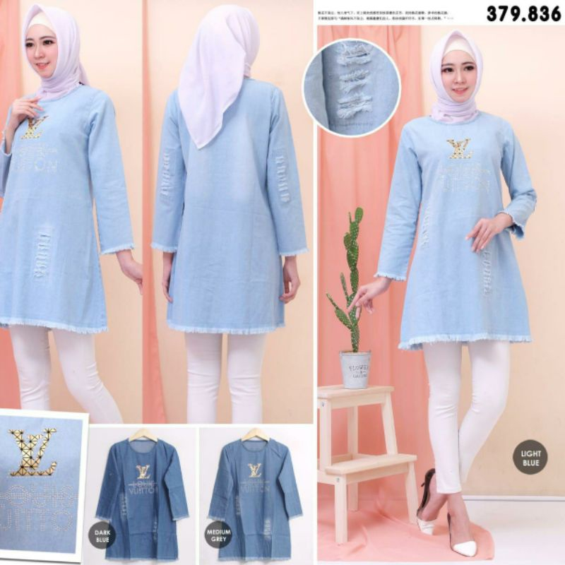 BAJU ATASAN FAAHION TUNIK JEANS DENIM WANITA