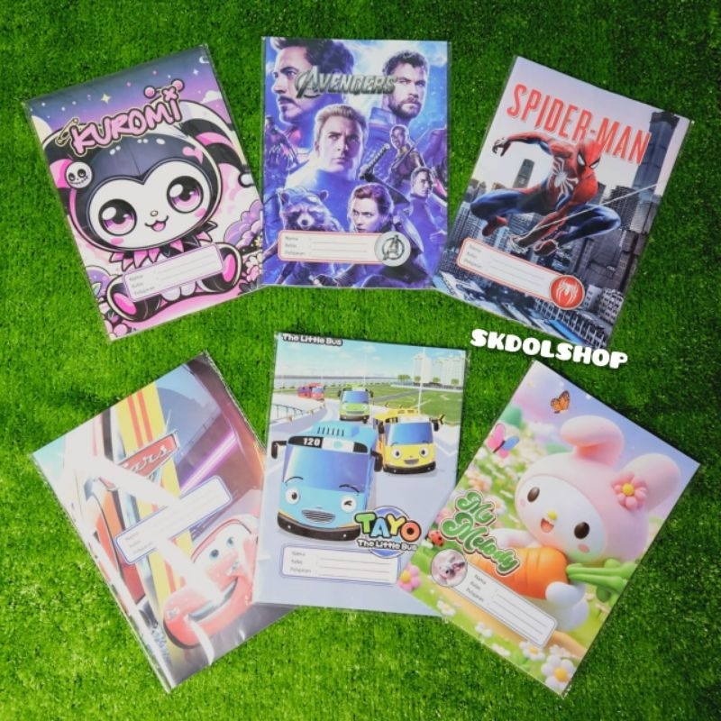 

sampul buku tulis fancy/gambar ukuran kwarto ukuran buku tulis biasa 1 pck isi 20 lembar