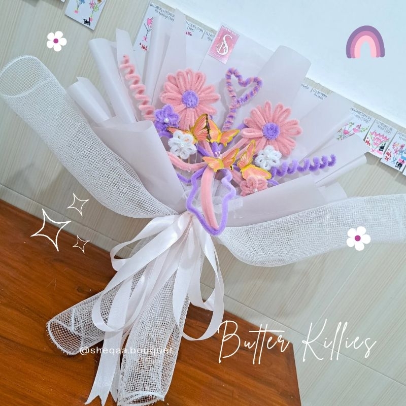 (BUTTERFLY) Buket Bunga Kupu-Kupu Termurah / Buket Pipe Cleaner Butterfly / Buket Kawat Bulu / Buket