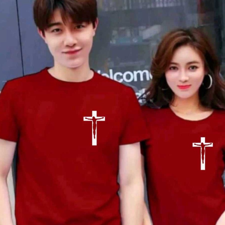 KP8 BAJU KAOS DISTRO PRIA WANITA LOGO KECIL YESUS DI SALIB UKURAN MXXL BAJU PASANGAN ROHANI JUMBO