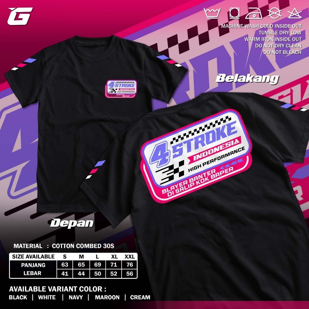 Kaos 4 Stroke Indonesia Blayer Banter Disalip Baper Baju Distro Racing 4 Tak Four Stroke 4Stroke Eng