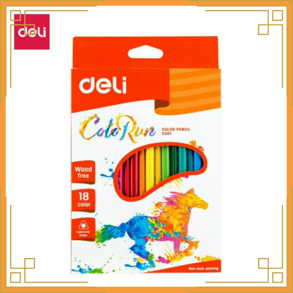 

DELI Pensil warna wood free 18 warna C00110
