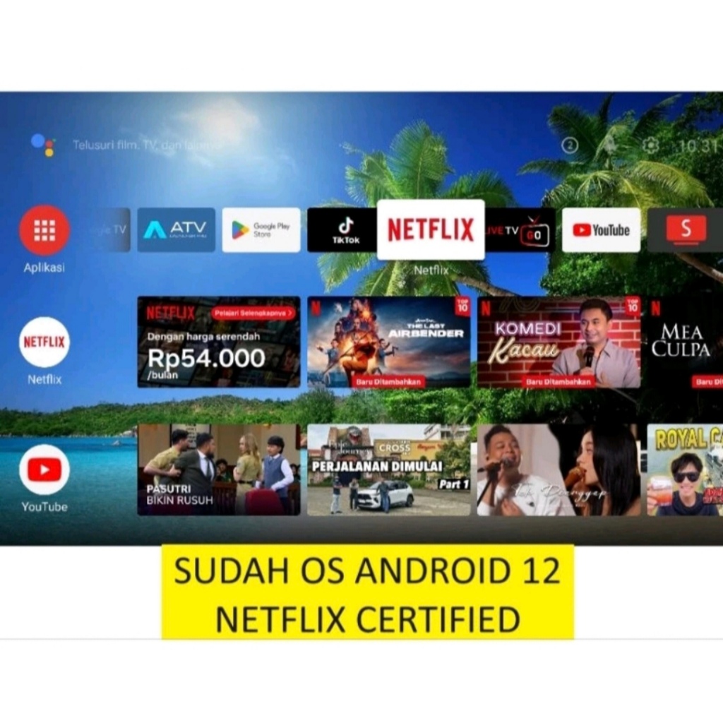 STB ANDROID 12 TV BOX RAM 2GB  NETFLIX TV SUDAH UNLOCK DAN ROOT FULL APLIKASI