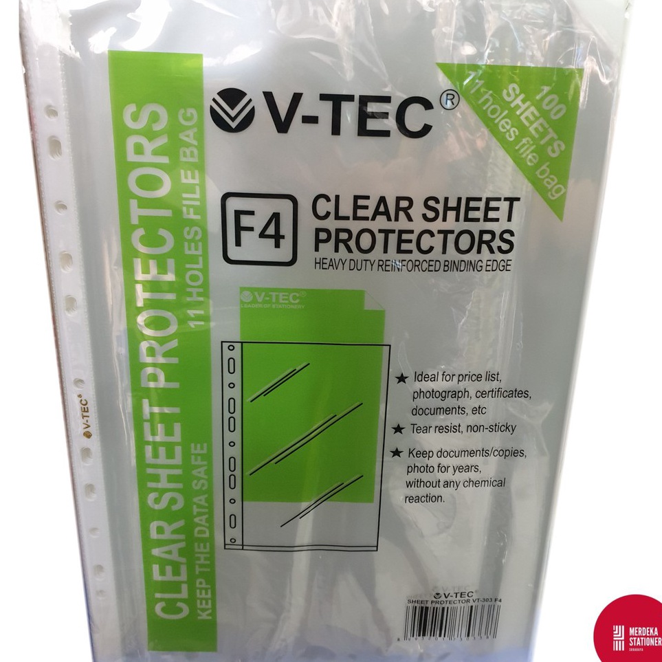 

Clear Sheet Protector VTEC F4 11 holeslubang File Bag 1 Lembar j O4B6