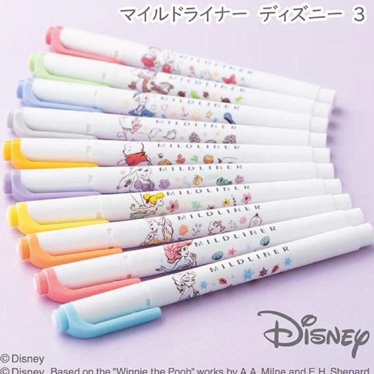 

Zebra Mildliner Disney Princess Ariel Belle Elsa Rapunzel Tinkerbell Marie Mickey Minnie Donald Duck Winnie the Pooh Chip n Dale Double Sided Highlighter Penanda Halaman Limited Edition m E8R6