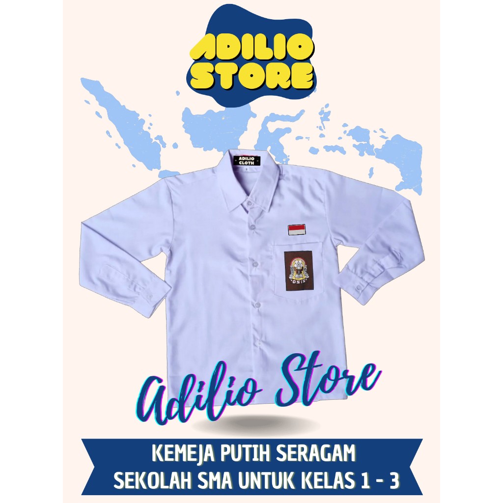 KEMEJA SERAGAM SMA PUTIH LENGAN PANJANG BAJU KEMEJA SERAGAM SMA LENGAN PANJANG