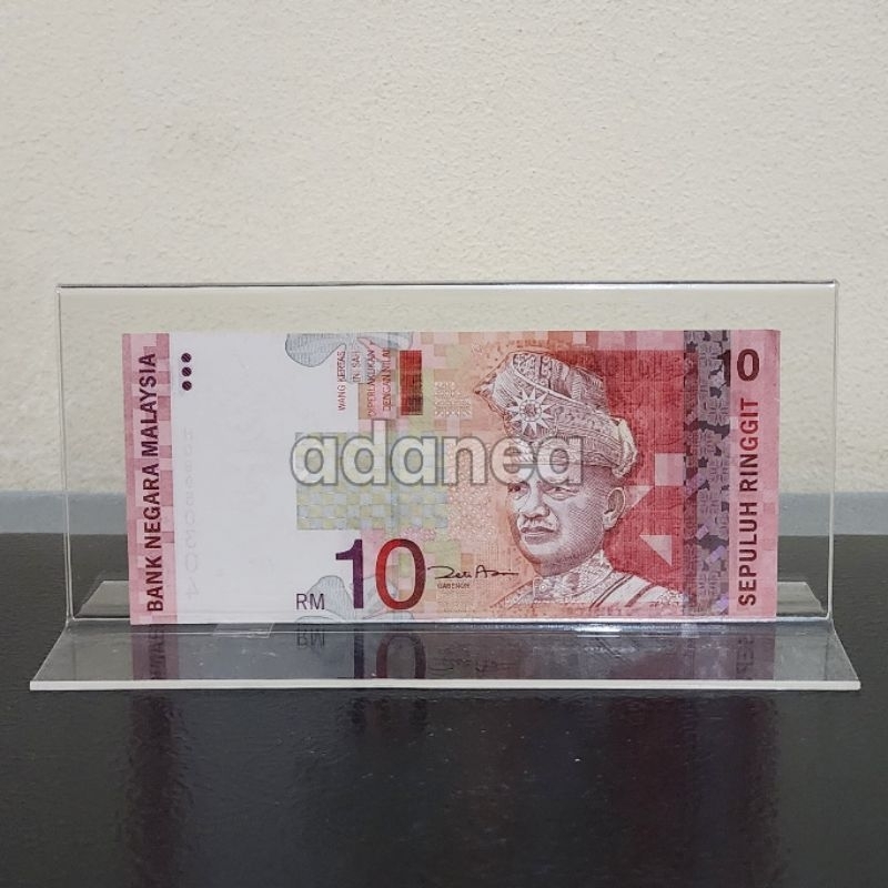 Pajangan Hiasan Akrilik Display Uang Malaysia 10 Ringgit Old Series