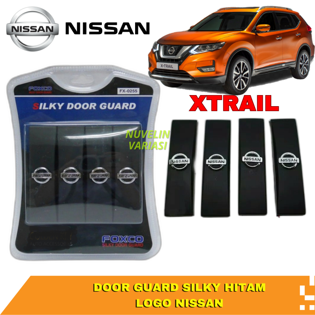 FOXCO DOOR GUARD SILKY HITAM LOGO NISSAN MOBIL XTRAIL