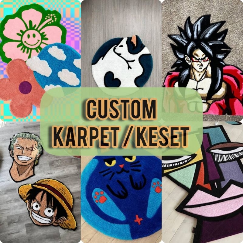 Custom karpet keset lantai aesthetic karakter anime tufting rugs