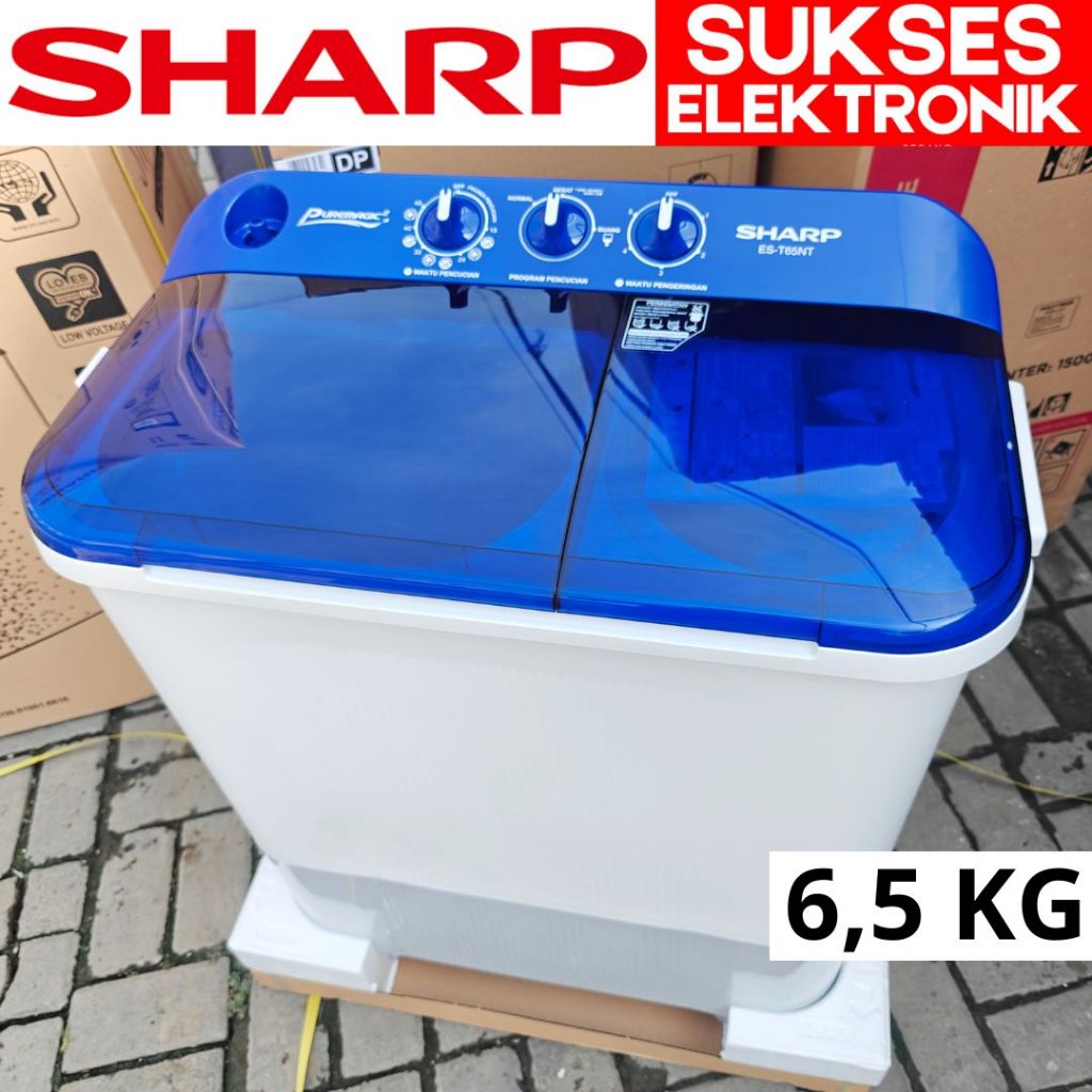 MESIN CUCI SHARP 2 TABUNG 6,5 KG ES-T65NT / WASH MACHINE 6 KG 6,5 KILO 6,5KG ES T65NT 65NT 65 NT