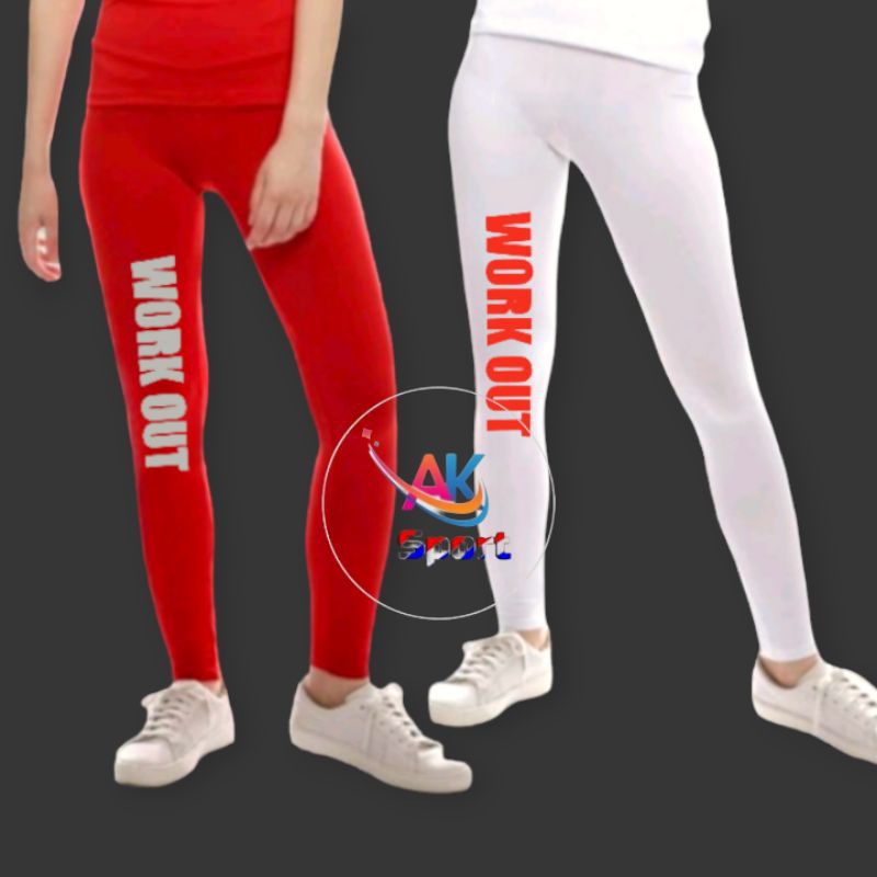 legging panjang olahraga/legging panjang senam/legging panjang merah putih/legging panjang gym fitne