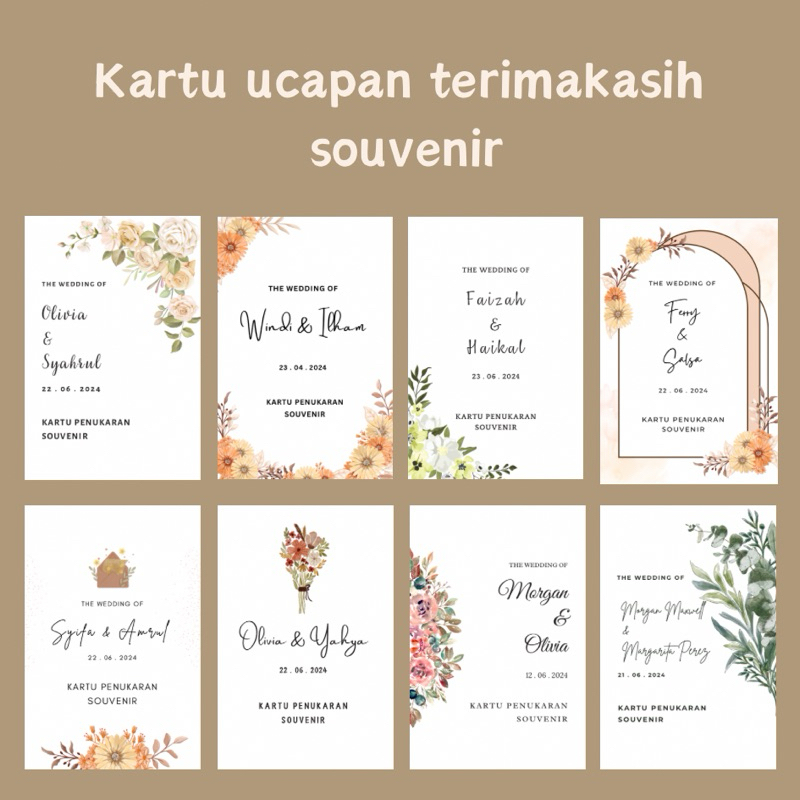 [ Minim 50pcs ]Kartu ucapan terimakasih/Kartu souvenir custom/kartu ucapan pernikahan souvenir custo