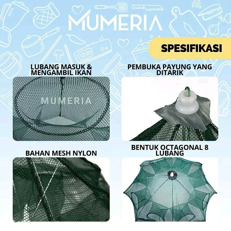 perangkap bubu payung 8 lubang alat perangkap ikan udang serbaguna