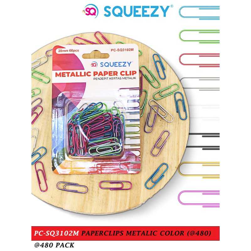 

Paper clip Squeezy 28 MM warna warni 60pcs/ penjepit kertas PC-SQ3101N