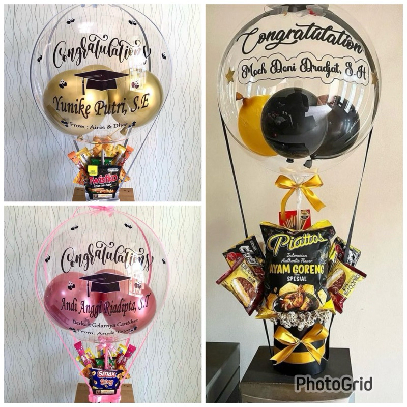 Buket Balon PVC Snack | Bouquet Balon PVC Udara | Bucket Kado Ulang Tahun Wisuda | Buket Kekinian | 