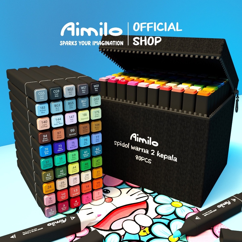 

Pesan cepat READY Aimilo Spidol Warna Warni 1 Set Sketch Marker 2 Tip Touch Marker 4868 Warna