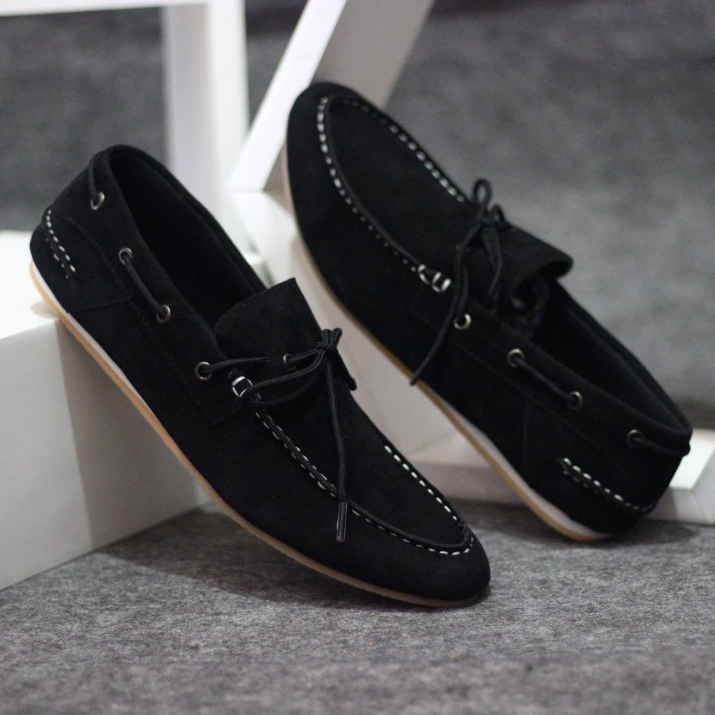 Sepatu Slip On Kulit Suede Slop Pansus Pria Casual
