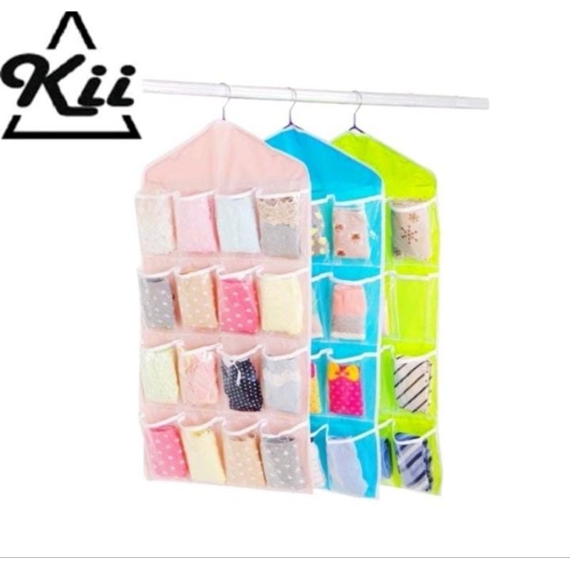 Rak Gantung 16 Slot - Rak Kaos Kaki Pakaian Dalam - Organizer 16 Slot