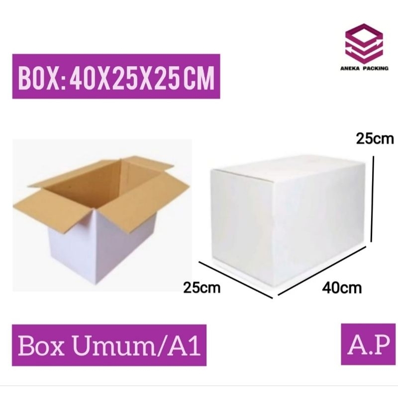 Box 40x25x25 cm( Putih Ganesa 1 )/kardus/packing/box normal/hampers