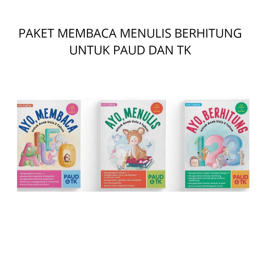 Buku Ayo Membaca Ayo Menulis Ayo Berhitung Untuk Usia 3 Tahun Paud TK - ayo Membaca
