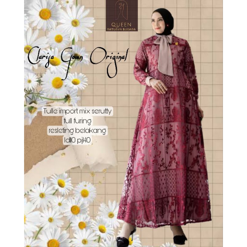 QUEEN Clarisa Tule / Calista Gown Original Queenie Gown ORIGINAL AURA HIJAB GAMIS PESTA ORIGINAL AUR