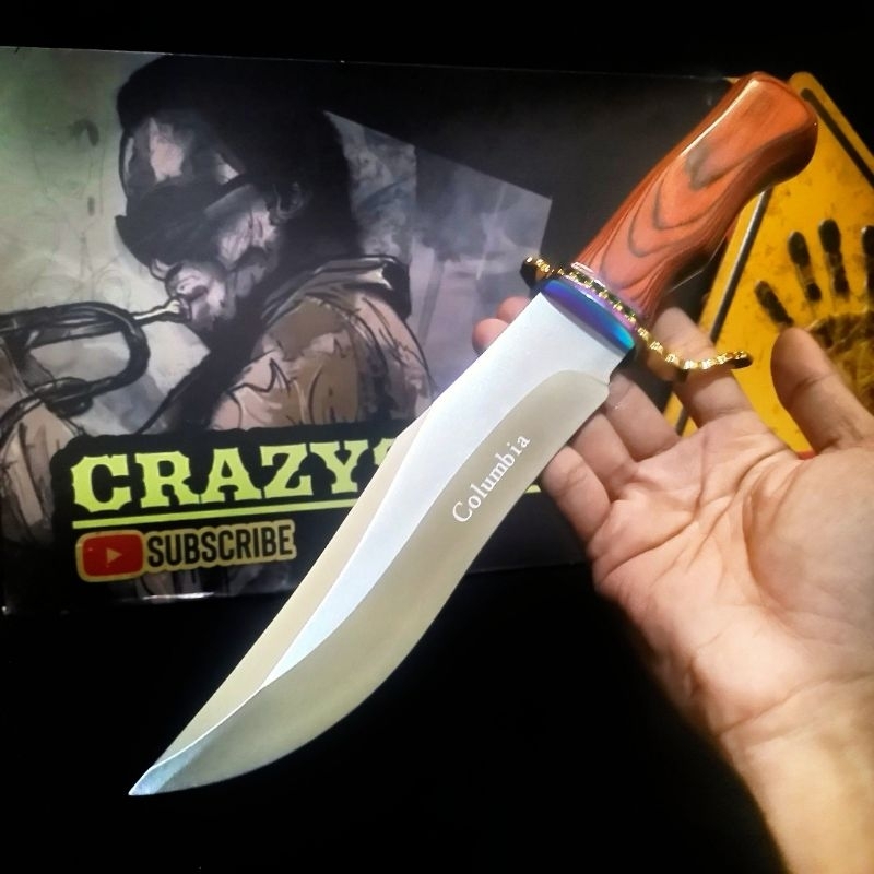 Pisau Columbia Outdoor Full Tang – Survival Knife Gagang Kayu Elegan & Tajam