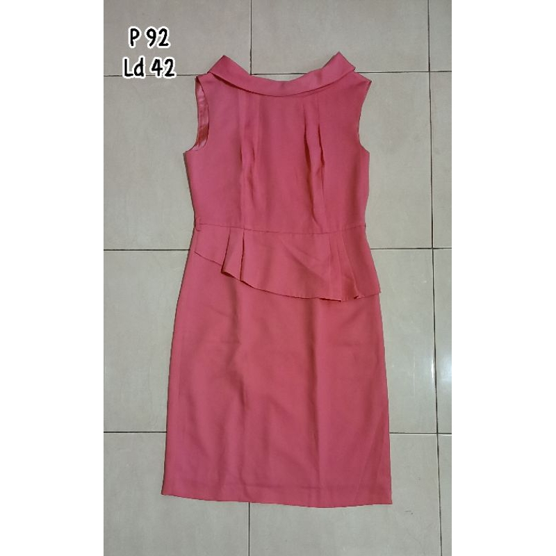 PL - dress pink wanita tanpa lengan dress pesta party you can see preloved resleting kensi